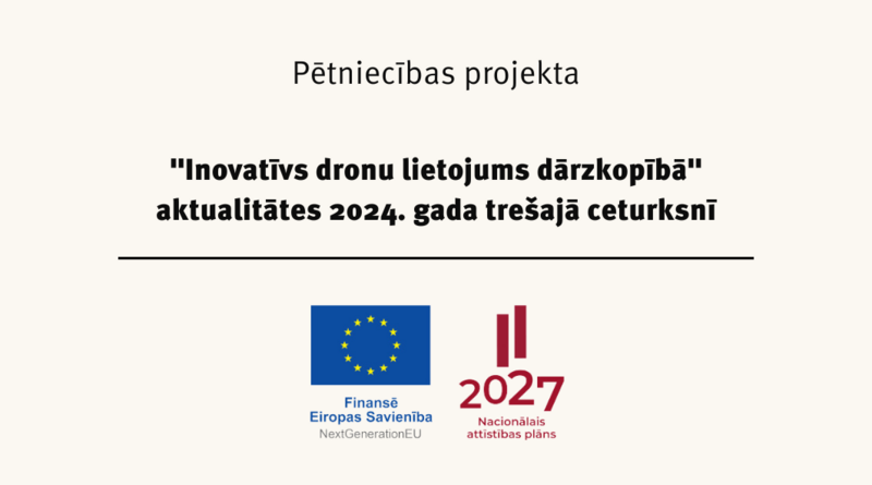 Pētniecības projekta “Inovatīvs dronu lietojums dārzkopībā” aktualitātes 2024. gada trešajā ceturksnī