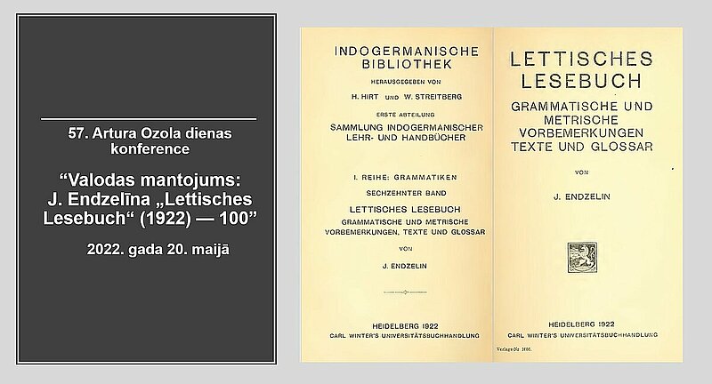 Notiks Artura Ozola dienas konference „Valodas mantojums: J. Endzelīna „Lettisches Lesebuch“ (1922) – 100“