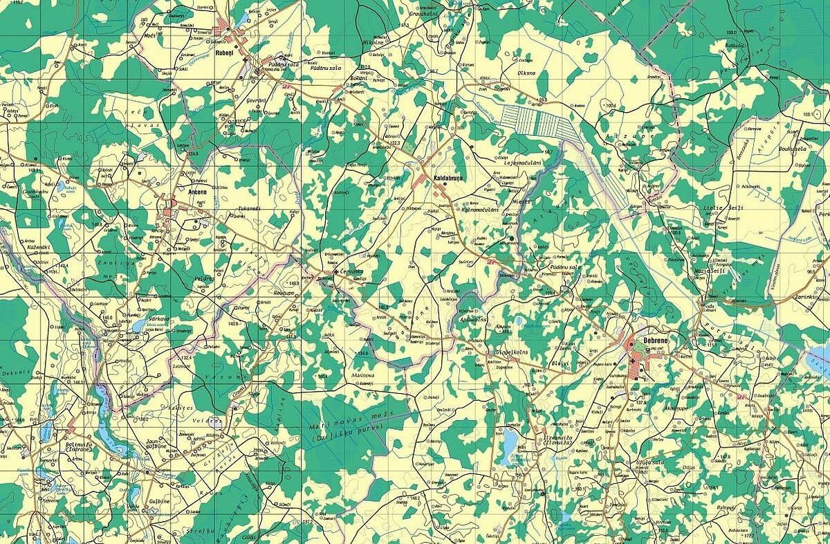 600 mm dzelzceļa līnijas Kaldabruņas apkārtnē (bez kartes pamatnē)