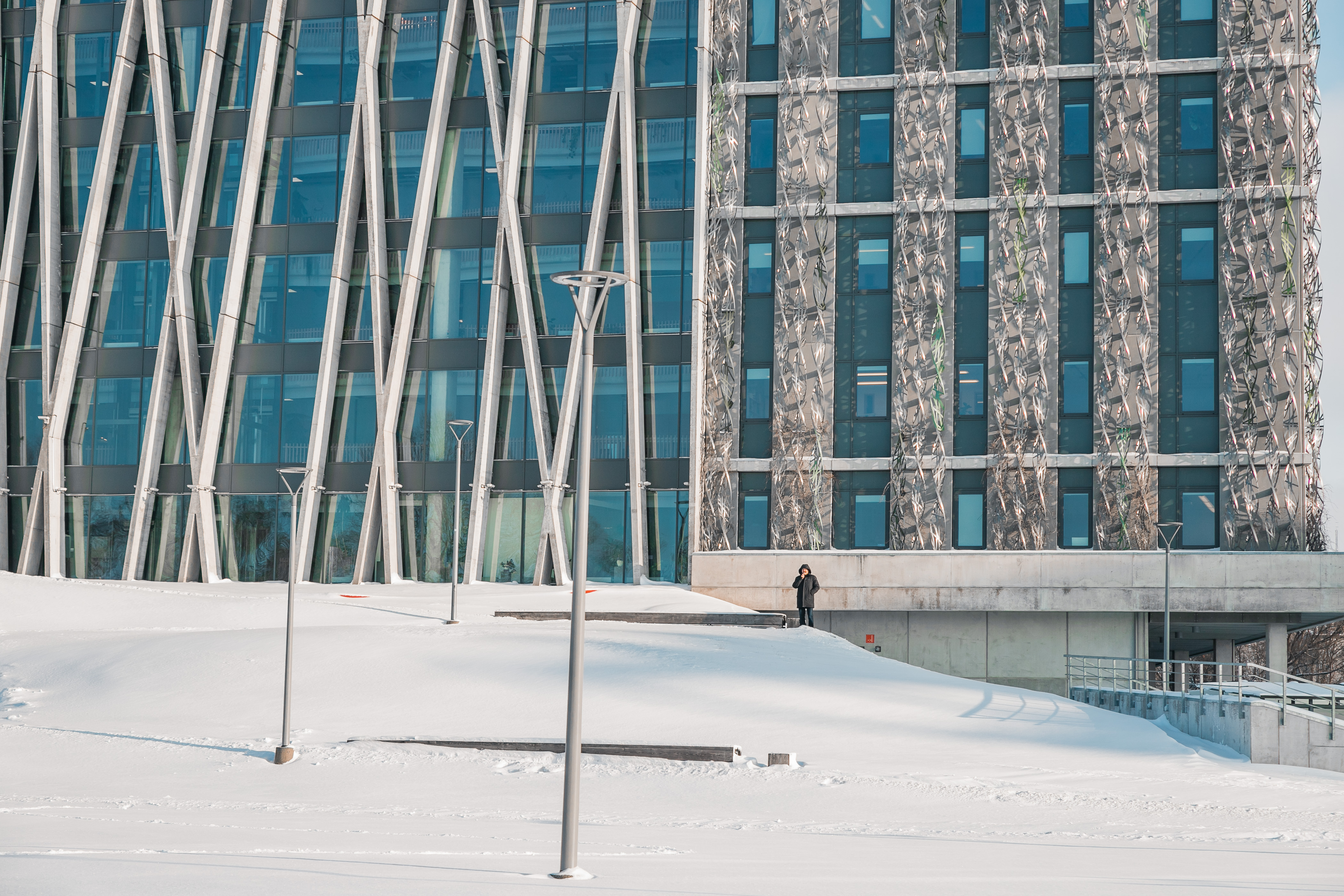 Latvijas Universitātes Akadēmiskais centra Dabas māja ziemā.